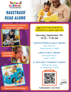 Turbo Babies Racetrack Read Along event flyer